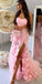 Charming Mermaid Pink Sweetheart Flower Prom Dresses, FC7037