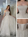 New Sparkle A-line Off Shoulder White Backless Prom Dresses, DB107