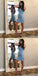 Blue Spaghetti Straps Homecoming Dress, Backless Mermaid Sexy Sequin Homecoming Dress, D1454