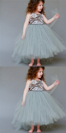 Satin Top Strap Tulle Flower Girl Dresses, Cute Little Girl Birthday Dresses, Free Custom Dresses,  FG038