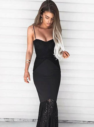 Long Prom Dress, Jersey Prom Dress, Lace Prom Dress, Mermaid Prom Dress, Sexy Prom Dress, Spaghetti Straps Prom Dress, Party Dresses, Evening Dresses, LB0721