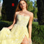 Spaghetti Straps A-line Tulle Slit Cross Back Prom Dress, FC4610