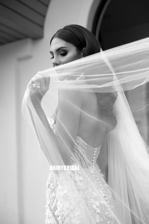 Sweetheart Mermaid Lace Backless Slit Tulle Wedding Dresses, FC2440